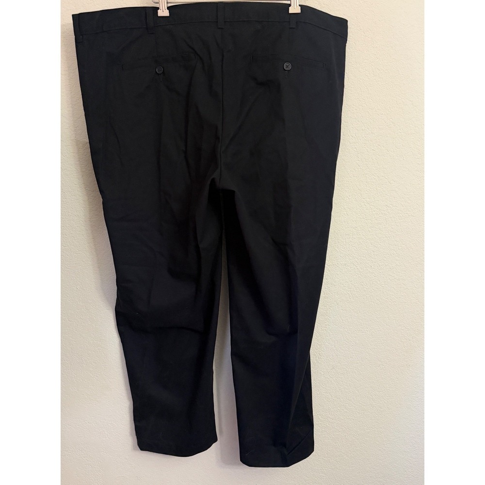 NWT George Classic Chino Straight Leg Dress Pants Black 46x30 Flat Front NEW